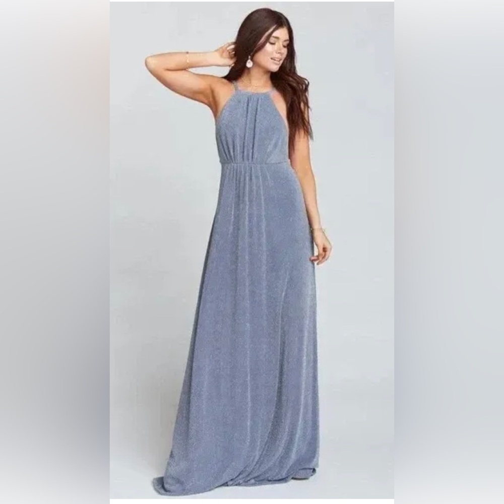 Show Me Your Mumu Amanda Maxi Dress In Silver Sage Crisp